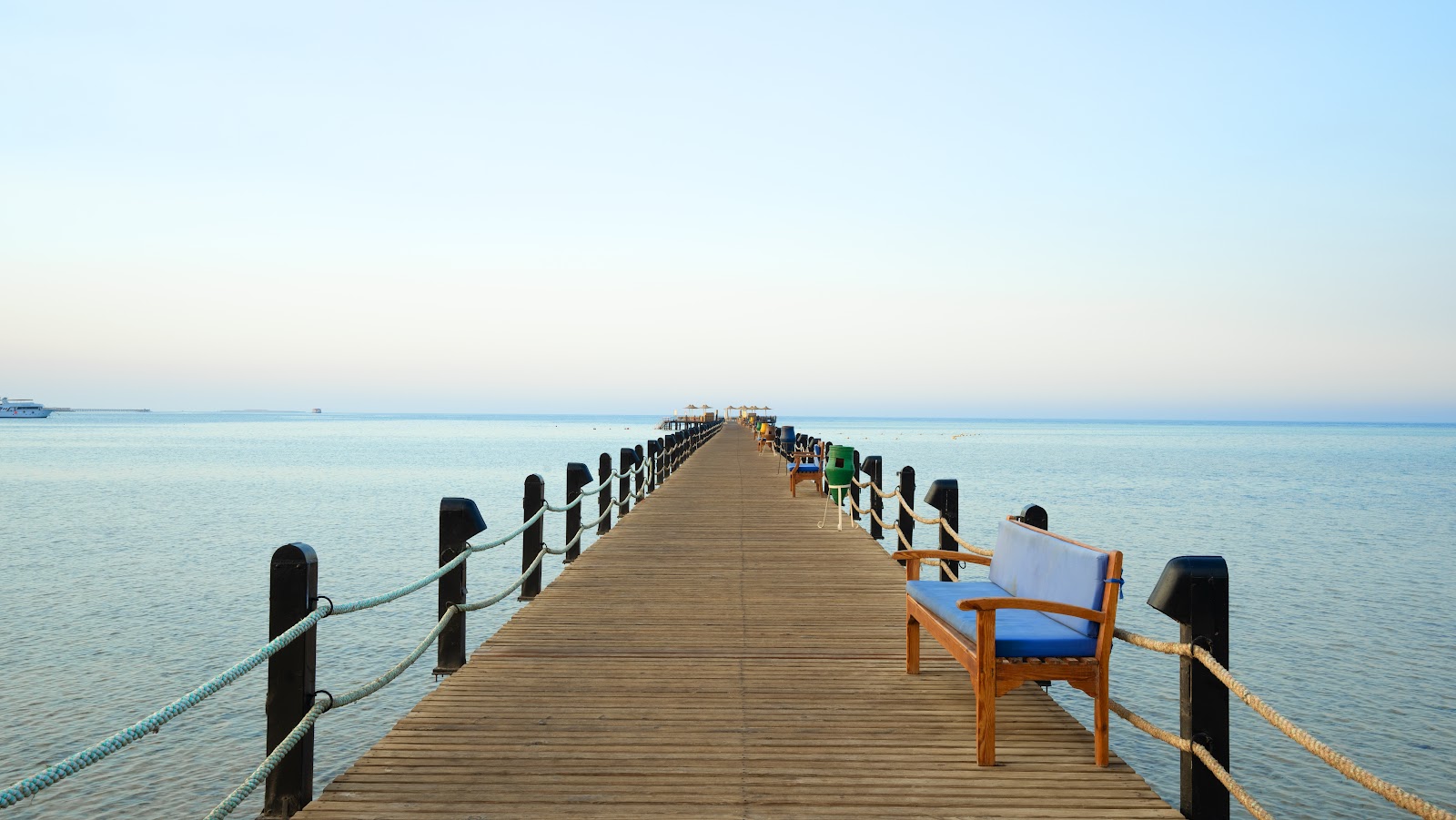 A long jetty reaching into the Red Sea