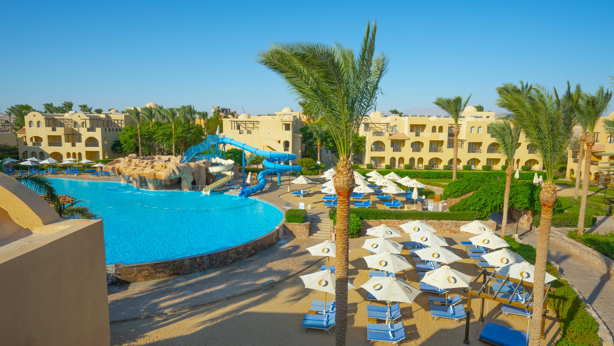 Lush gardens and a quiet resort pool